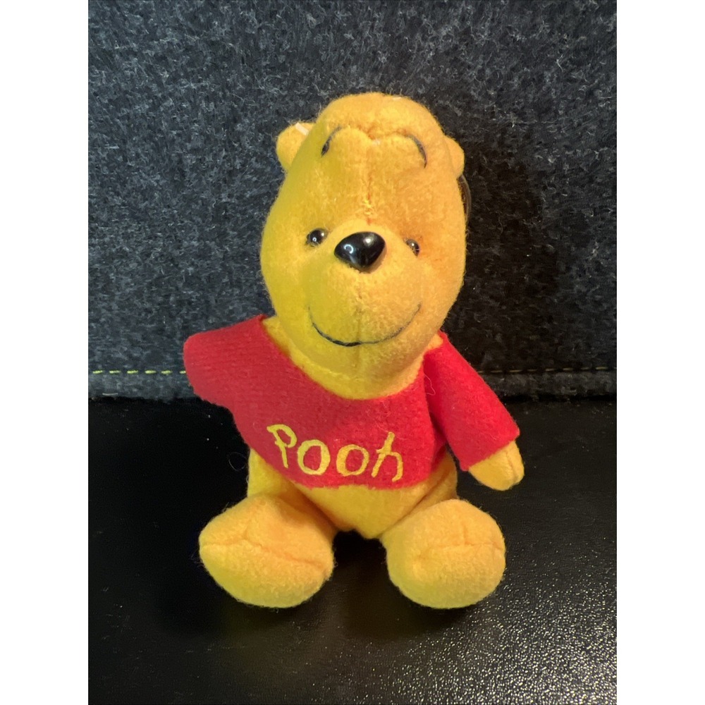 Vintage Disney Winnie the Pooh Plush Zippered Pouch Keychain 4.5" 87429